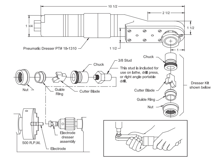 CMW Pnuematic Tip Dressing Exploded View