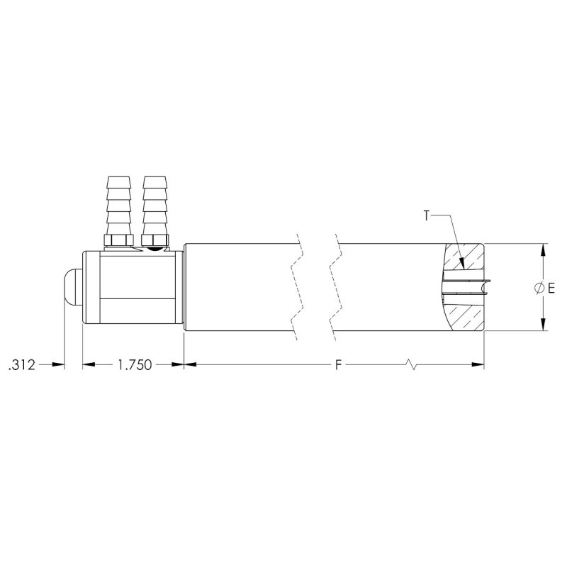 Sketch for 18-267 Nickel plated holder 200 series 32mm OD 300mm long 5RW